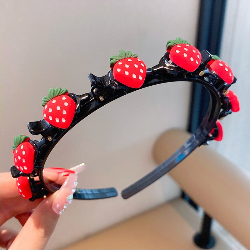 兒童可愛草莓花朵髮箍髮夾