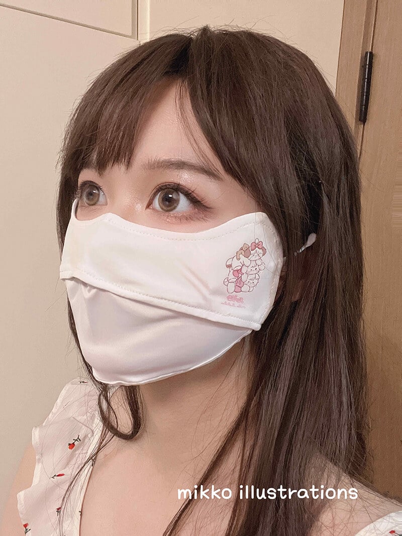 mikko日系粉色卡通高眼角防曬口罩