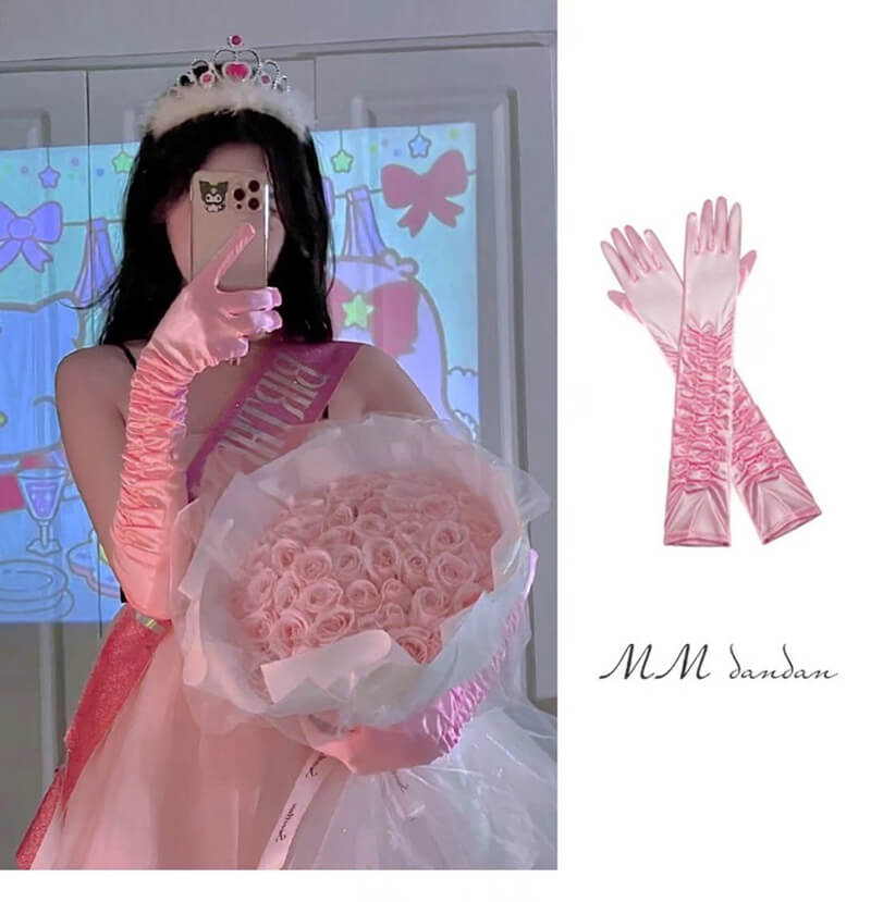 Internet celebrity photoshoot birthday party pleated gloves