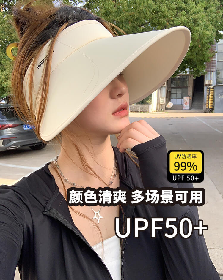 New Anti-ultraviolet Face Covering Big Brim Summer Empty Top Hat