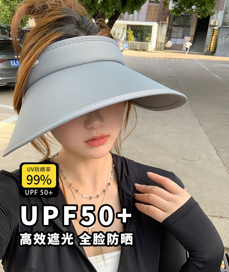 New Anti-ultraviolet Face Covering Big Brim Summer Empty Top Hat