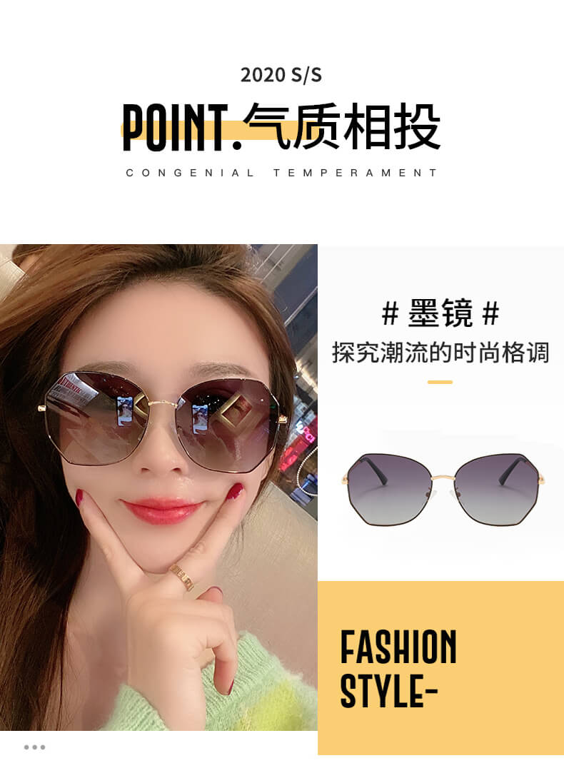 Korean style round UV protection polarized sunglasses