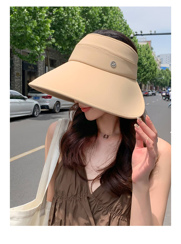 夏季冰絲大帽檐遮臉防紫外線空頂帽
