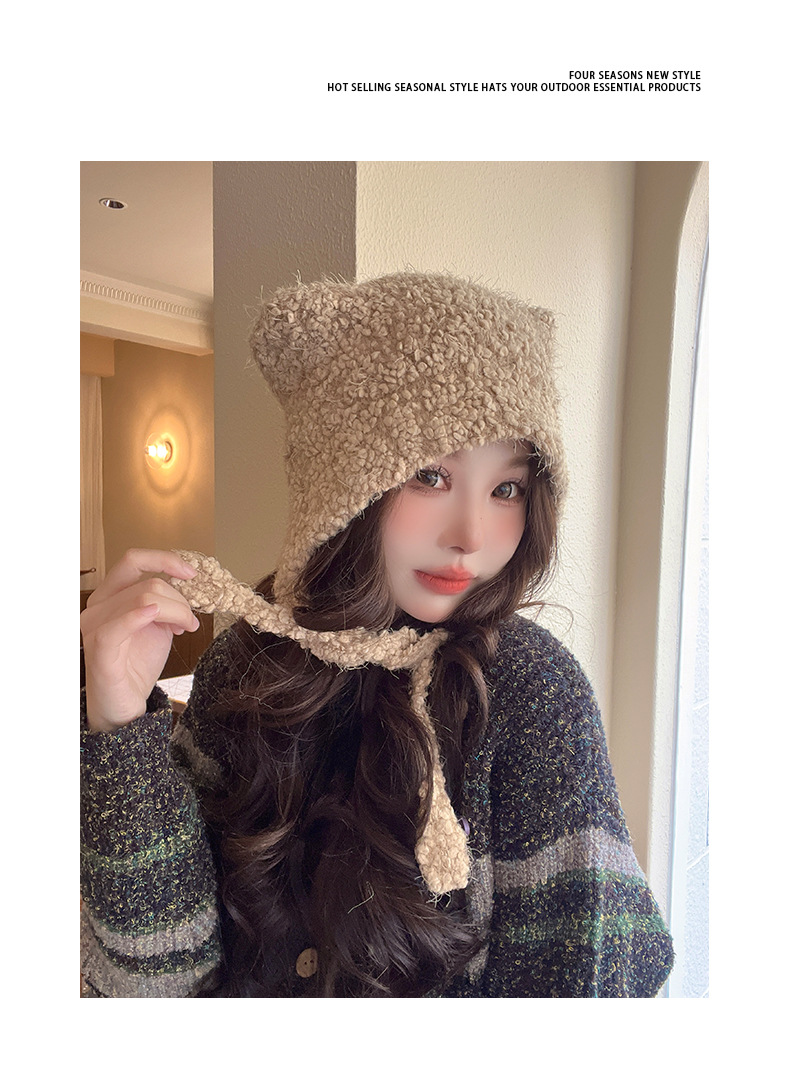 Cute bear big head ear protection cold hat
