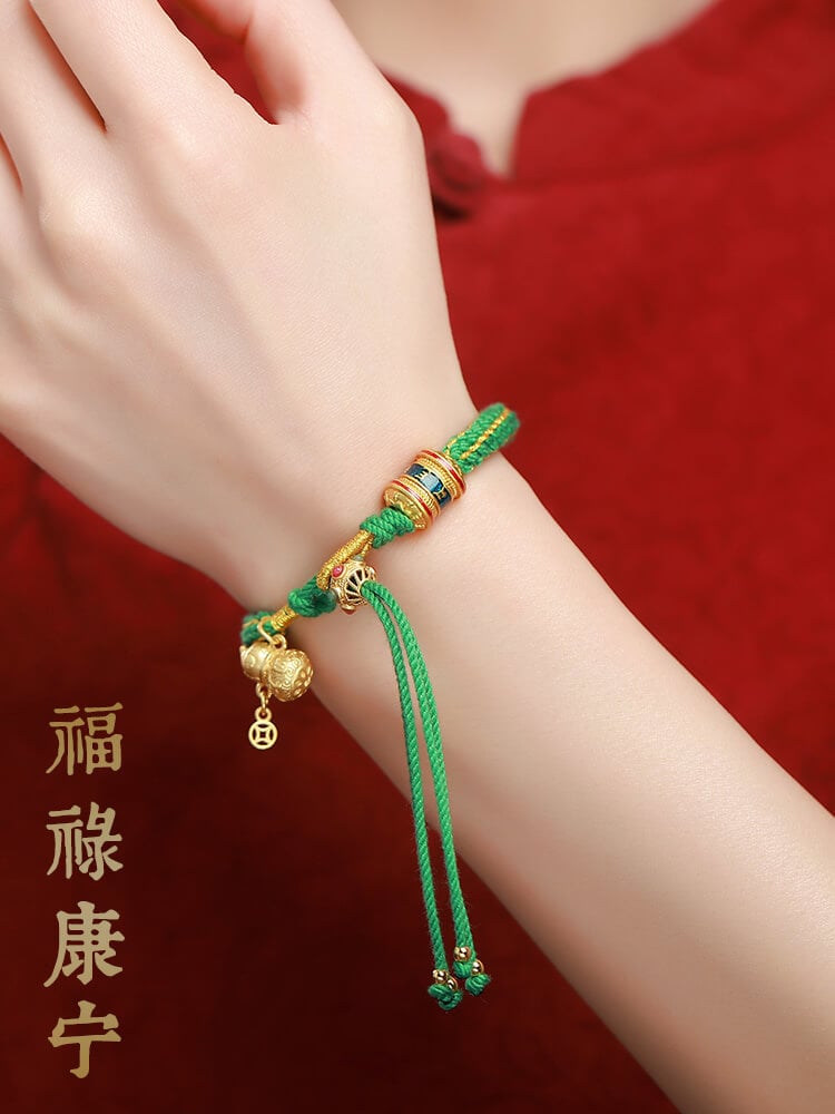 藏式手搓棉線五彩繩手鏈