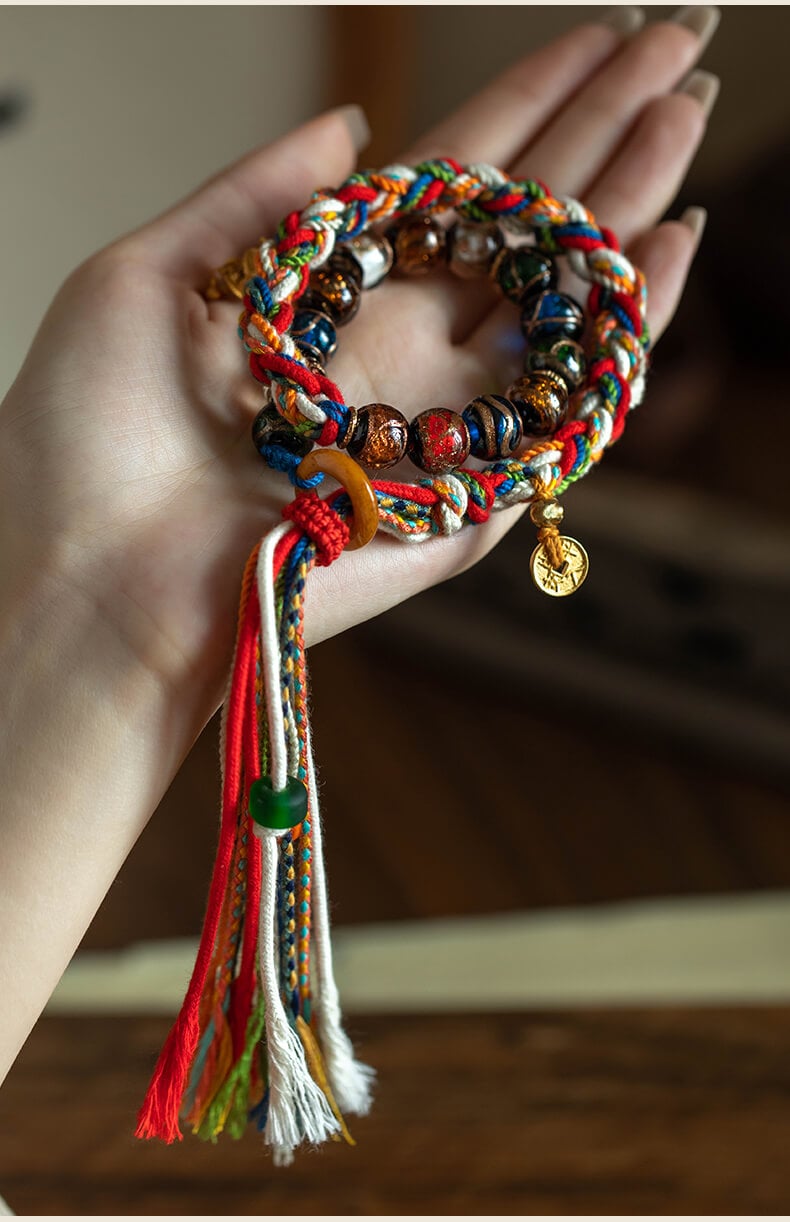 《香灰琉璃》手搓棉繩民族風藏式手繩