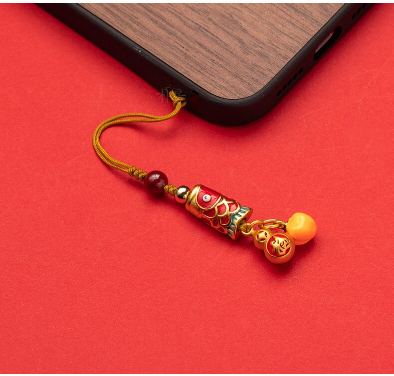 好運錦鯉~小葫蘆手機鏈黃銅算盤掛件