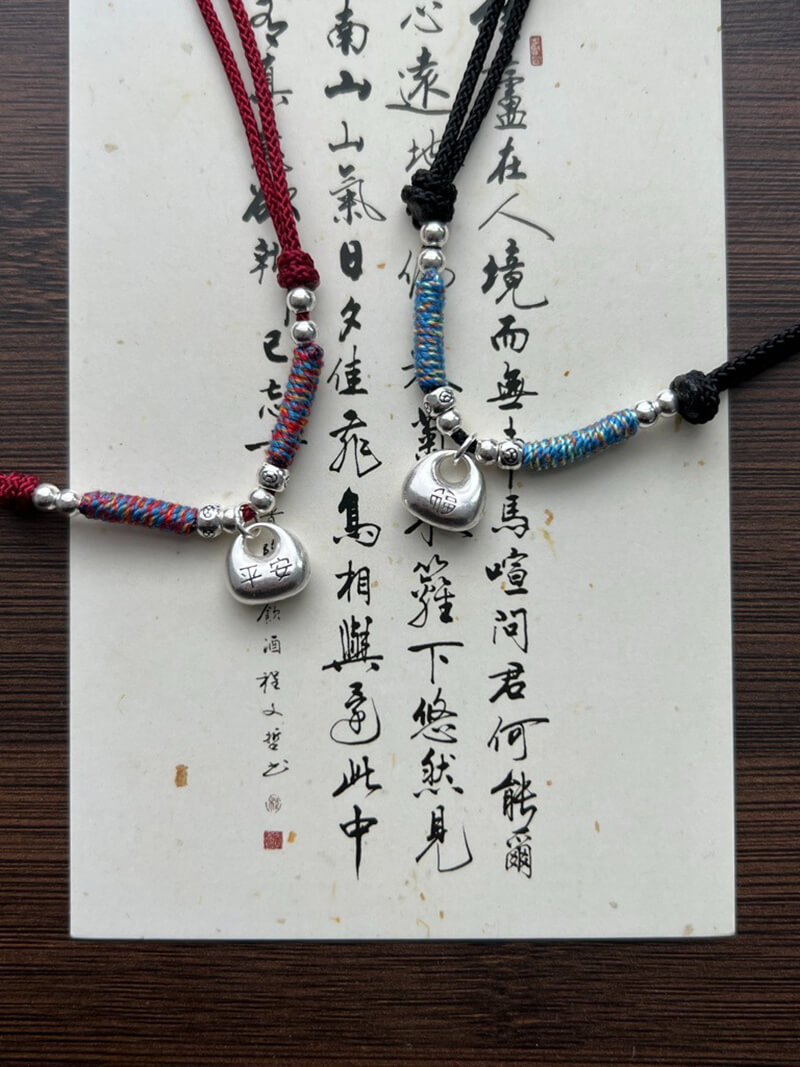 《Little Fortune》 999 Silver Solid Peace and Fortune Necklace for Men and Women