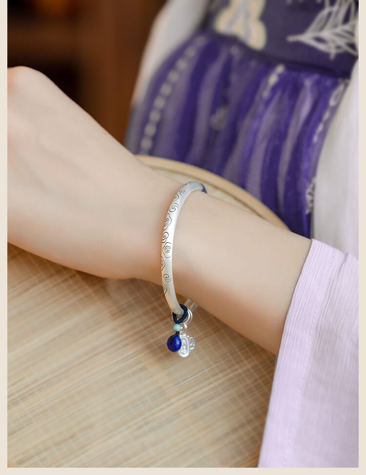 《Xiangyun》 Ethnic Style Traditional Push-Pull Solid Silver Bracelet