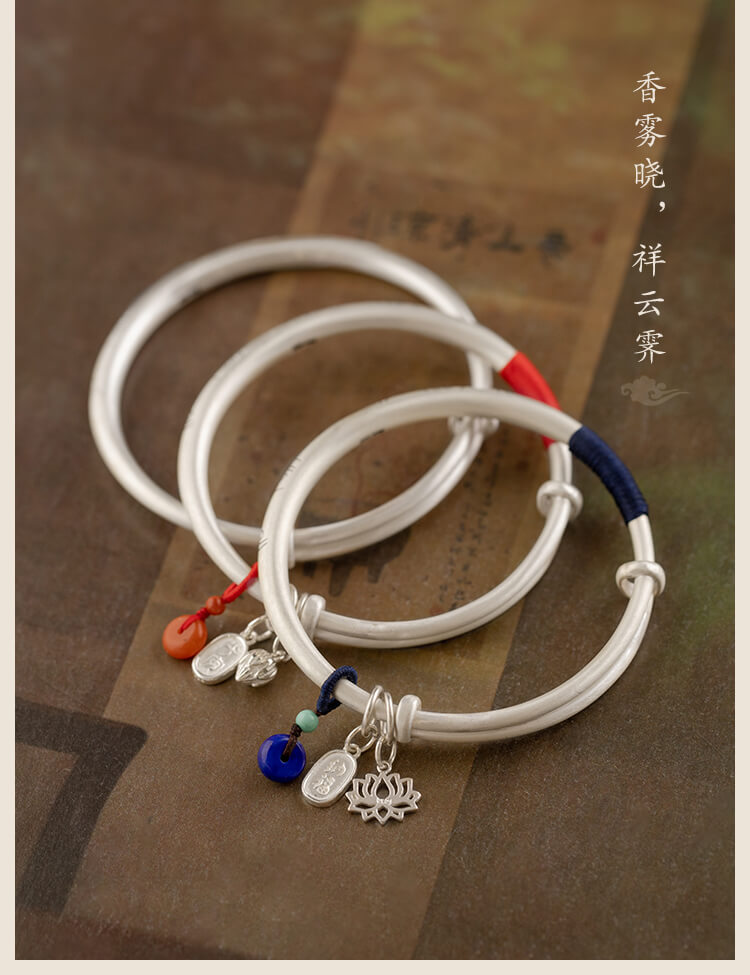 《Xiangyun》 Ethnic Style Traditional Push-Pull Solid Silver Bracelet