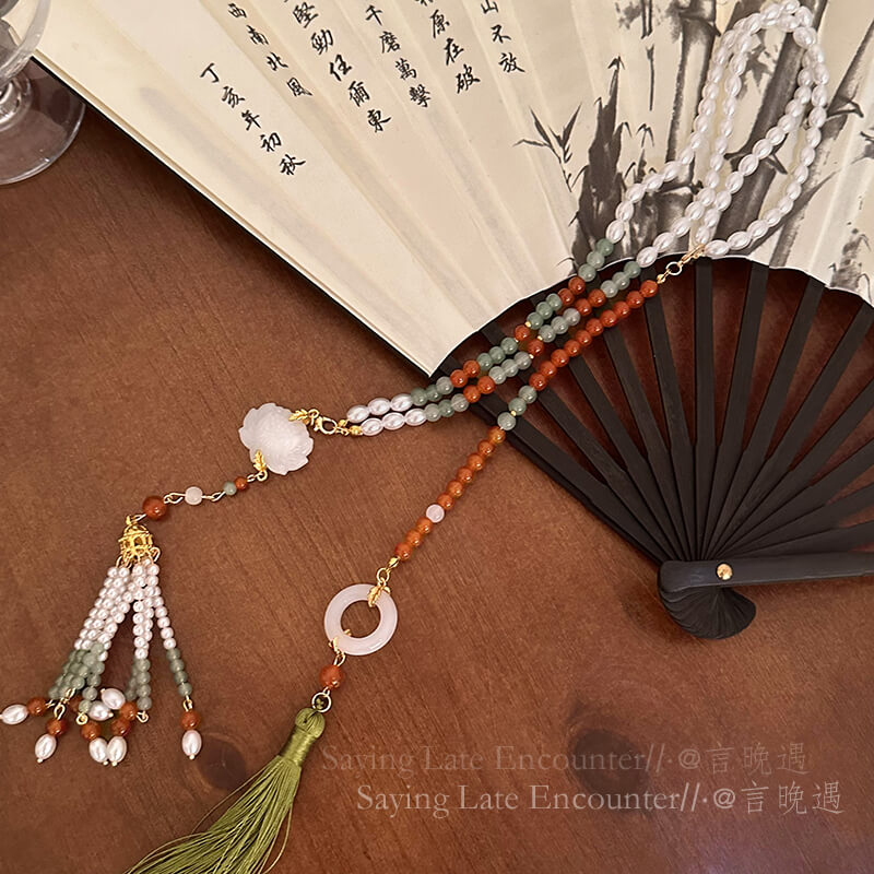 新中式古風背雲流蘇瓔珞馬面裙配飾