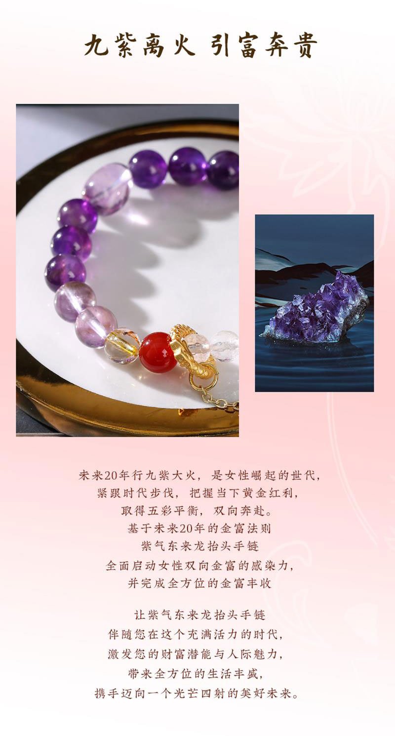 《紫氣東來》高人之緣龍擡頭紫水晶手串