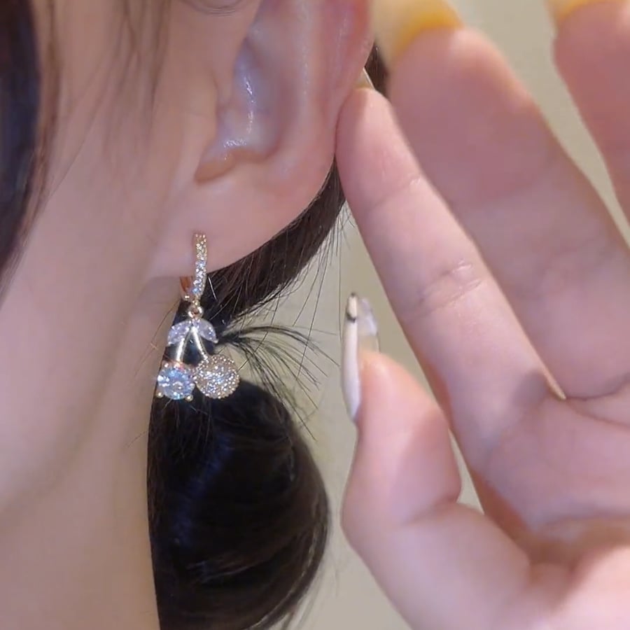 High-grade and elegant cherry-themed delicate luxury earrings